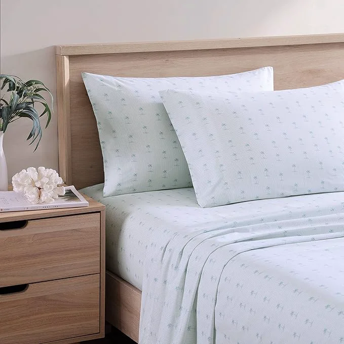 Trendy Tommy Bahama – King Sheets Cotton Percale Bedding Set Crisp amp Cool Stylish Bedding Set Kaw Palms Blue King Reusable