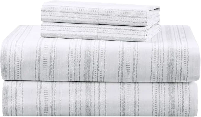 Next-Generation Comfort Spaces Cotton Sheets Twin Breathable Naturally Cool Cotton Sheets Soft Cotton Bed Sheets with 12 quot Elastic Pocket Fits up to 14 quot Mattress All Seasons Sheet Set Good Vibes Grey 3 Piece Safe