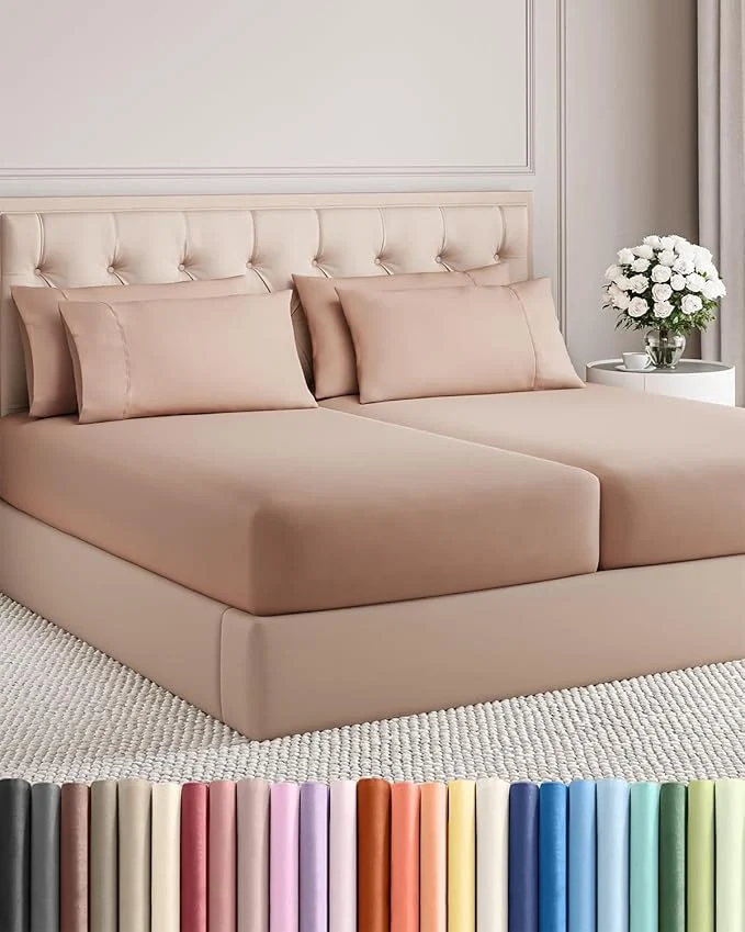 Efficient Split King 7 Piece Sheet Set – Comfy Breathable amp Cooling – Ultra-Soft Hotel Luxury Bedding Set w 8-16 Inch Deep Pockets – 1 Flat amp 2 Fitted Sheet amp 4 Pillowcases – Wrinkle amp Easy Care – Mauve Effective