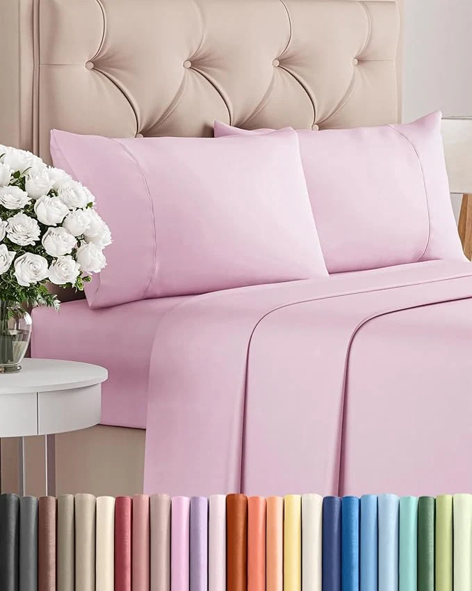 Excellent Twin 4 Piece Sheet Set – Comfy Breathable amp Cooling – Ultra-Soft Hotel Luxury Bedding Set with 8-16 Inch Deep Pockets – 1 Flat amp 1 Fitted Sheet amp 2 Pillowcases – Wrinkle amp Easy Care – Light Pink Outstanding