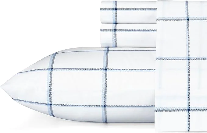 Exceptional Nautica – Queen Sheet Set Cotton Percale Bedding Set Crisp amp Cool Stylish Bedding Set Plot Blue Queen Luxury