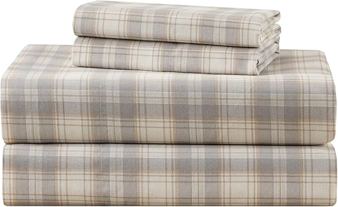 Durable Comfort Spaces Cotton Sheets Twin Breathable Naturally Cool Cotton Sheets Soft Cotton Bed Sheets with 12 quot Elastic Pocket Fits up to 14 quot Mattress All Seasons Sheet Set Wesley Taupe 3 Piece Smart