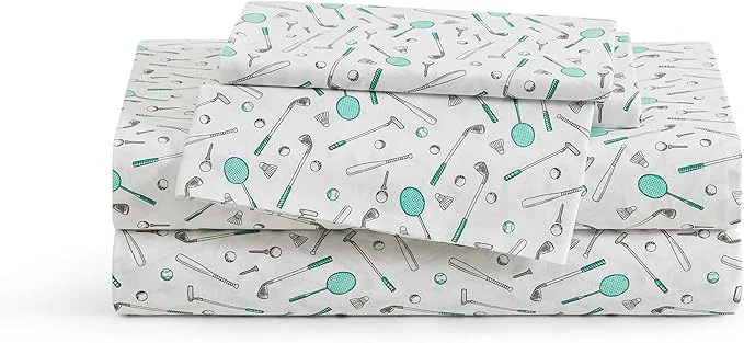 Proven Tommy Bahama – King Sheet Set Crisp amp Cool Cotton Percale Bed Sheets Deep Pockets Sports Bedding with Matching Fitted Sheet amp Pillowcases Tee Time Green Next-Generation