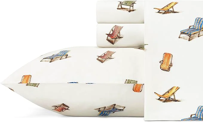 Secure Tommy Bahama – Queen Size Sheets Set Crisp amp Tailored Cooling Sheets with a Smooth Cotton Percale Lightweight Feel – Bed Sheets with Matching Pillowcases amp Fitted Sheet Beach Chairs Multi Selected