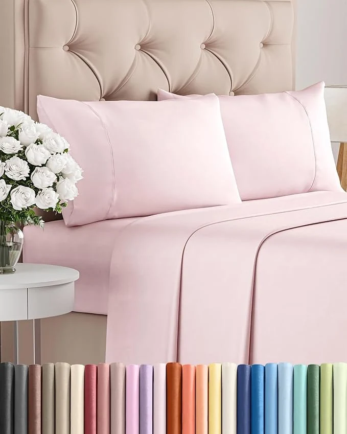 Outstanding Twin 4 Piece Sheet Set – Comfy Breathable amp Cooling – Ultra Soft Hotel Luxury Bedding Set w 8-16 Inch Deep Pockets – 1 Flat amp 1 Fitted Sheet amp 2 Pillowcases – Wrinkle amp Easy Care – Lavender Pink Versatile