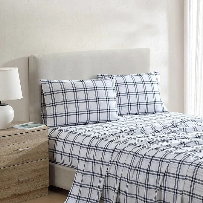 Sophisticated Nautica – Twin Bed Sheets Lightweight Cotton Percale Bedding Set with Matching Pillowcase Crisp amp Cool Dorm Essentials Oeko-Tex Ryan Cove Plaid Blue Soft
