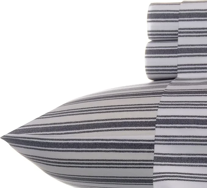 Quality Nautica – Twin Size Sheet Set Crisp amp Tailored Cooling Sheets with a Smooth Cotton Percale Lightweight Feel – Bed Sheets with Matching Pillowcase amp Fitted Sheet Coleridge Stripe Charcoal Recyclable