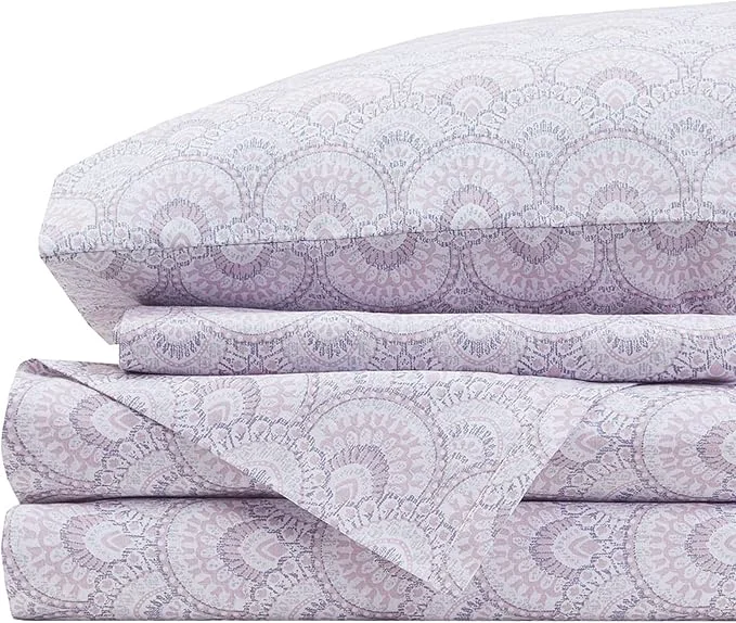 Secure Comfort Spaces Cotton Sheet Set Breathable Lightweight Soft with 12 quot Elastic Pocket Fits up to 14 quot Mattress All Season Cozy Bedding Matching Pillow Case Twin XL Tabitha Purple 3 Piece Trusted