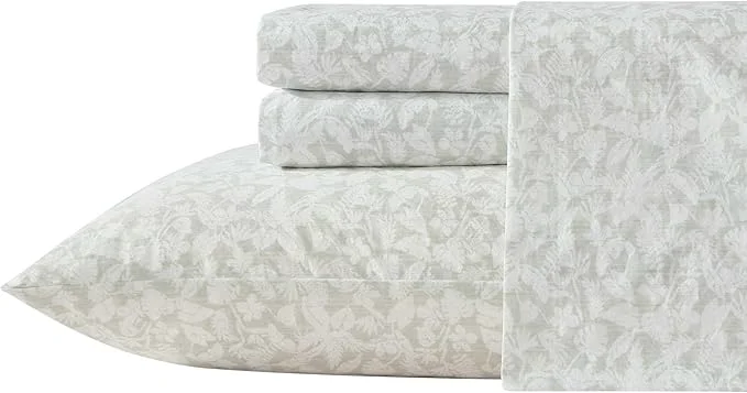 Enhanced Tommy Bahama – Queen Size Sheet Set Cotton Percale Bedding with a Crisp amp Cool Feel Bed Sheets with Matching Fitted Sheet amp Pillowcases Palm Day Green Unique