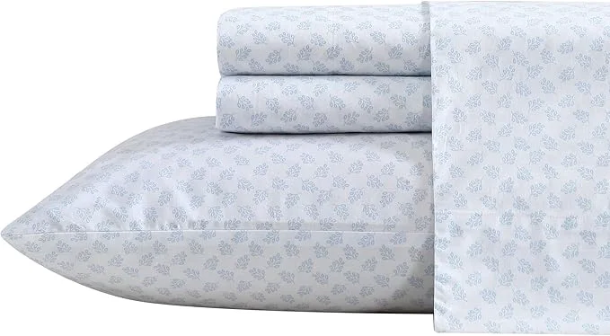 Original Design Nautica – Twin XL Size Sheets Set Crisp amp Tailored Floral Bedding with a Smooth Cotton Percale Bed Sheets with Matching Pillowcase amp Fitted Sheet Breezy Bloom Blue Lightweight