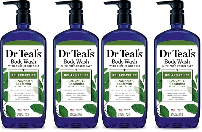 High-End Dr Teal’s Body Wash with Pure Epsom Salt Relax Relief with Eucalyptus Green