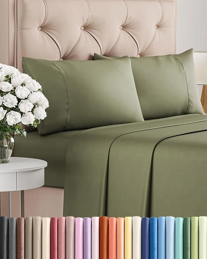 Exclusive Twin 4 Piece Sheet Set – Comfy Breathable amp Cooling – Ultra-Soft Hotel Luxury Bedding Set with 8-16 Inch Deep Pockets – 1 Flat amp 1 Fitted Sheet amp 2 Pillowcases – Wrinkle amp Easy Care – Sage Green Fast