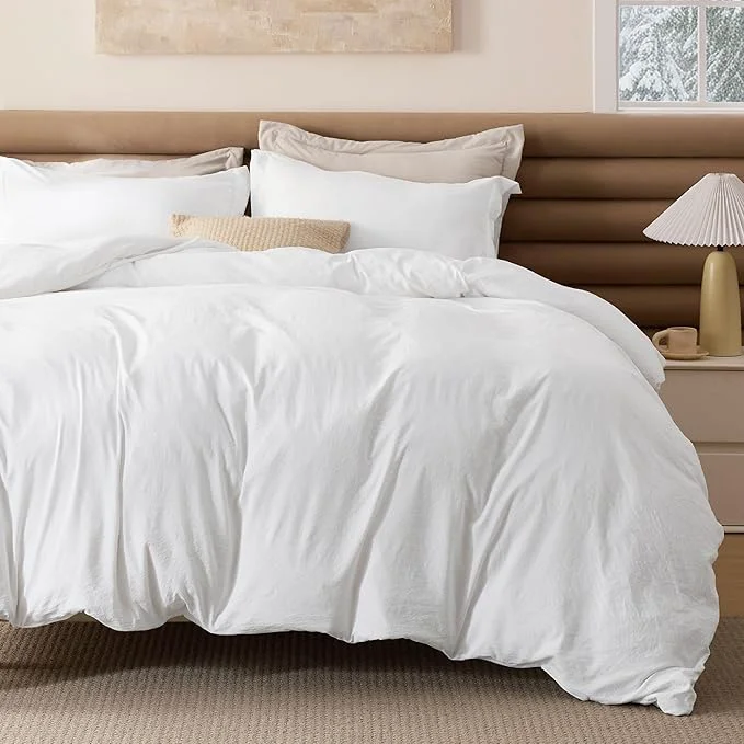 Stylish Bedsure Removable Cover with Comforter Duvet Insert King – 4 Pieces White Prewashed Soft Bedding Set for All Seasons Use Includes 1 Duvet Cover 1 Comforter 2 Pillow Shams Responsible