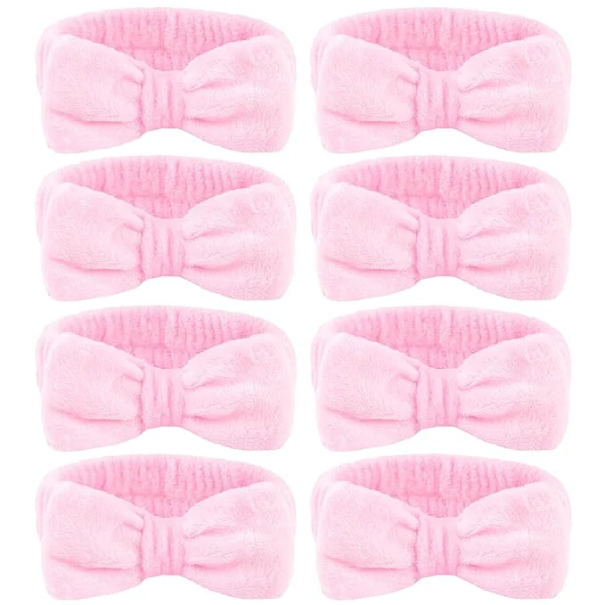 Durable Ondder Spa Headband for Washing Face 8 Pack Pink Skincare Headbands for Women Certified