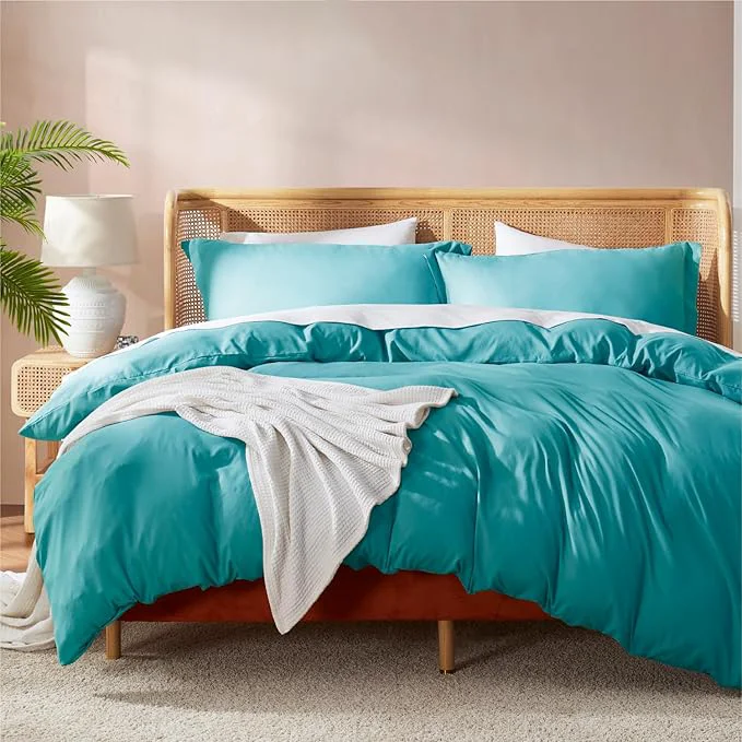 Fashionable Nestl Twin Duvet Cover Set – Soft Double Brushed Teal Duvet Cover Twin XL 2 Piece with Button Closure 1 Duvet Cover 68×90 inches and 1 Pillow Sham Efficient