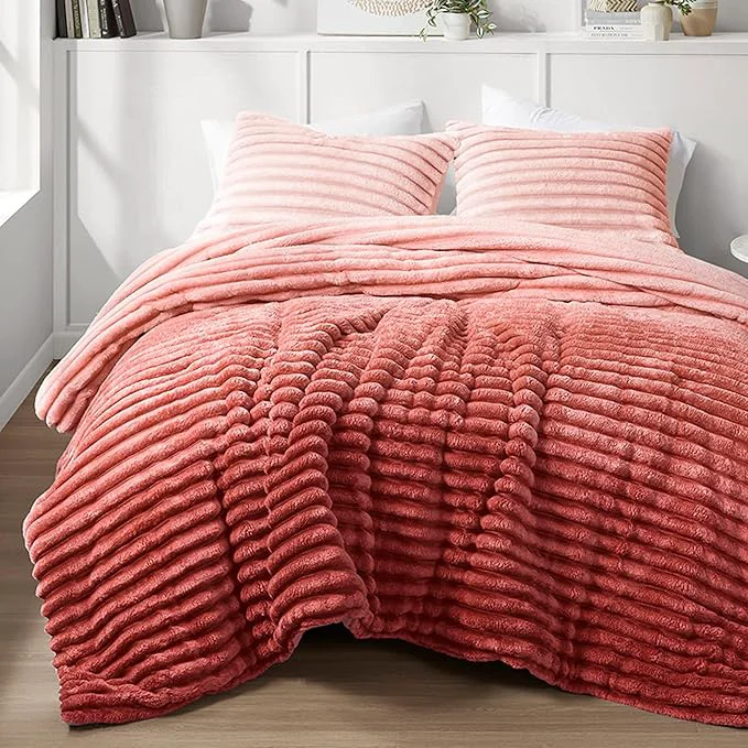 Dependable Intelligent Design King Comforter Set Plush Bedding Microfiber Reverse 3 Piece Lightweight Super Soft Ribbed Velvet Comforter 2 Shams All Season Fluffy Bed Set Avril King Cal King Blush Ombre Sophisticated