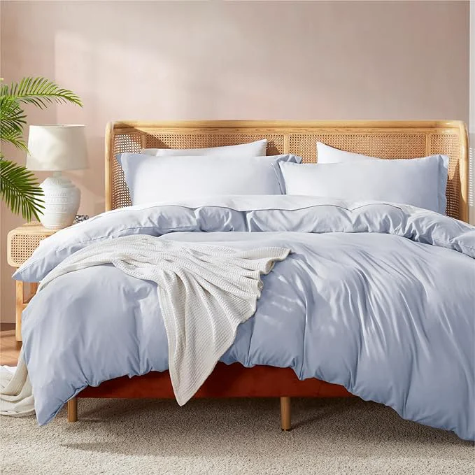 Traditional Nestl Ice Blue Duvet Cover Full Size – Soft Double Brushed Full Size Duvet Cover Set 3 Piece with Button Closure 1 Duvet Cover 80×90 inches and 2 Pillow Shams Authentic