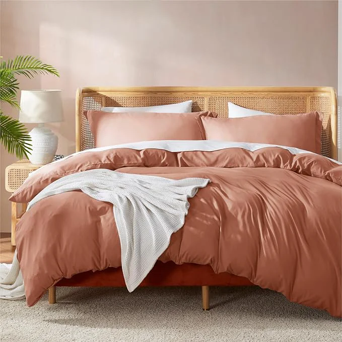 Elegant Nestl Rust Duvet Cover King Size – Soft Double Brushed King Duvet Cover Set 3 Piece with Button Closure 1 Duvet Cover 104×90 inches and 2 Pillow Shams Authentic