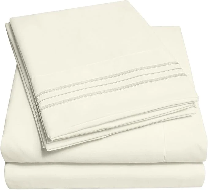 Efficient California King Sheet Sets – Breathable Luxury Sheets with Full Elastic amp Secure Corner Straps Built In – 1800 Supreme Collection Cal King Deep Pocket Bedding Set Sheet Set California King Ivory Solid