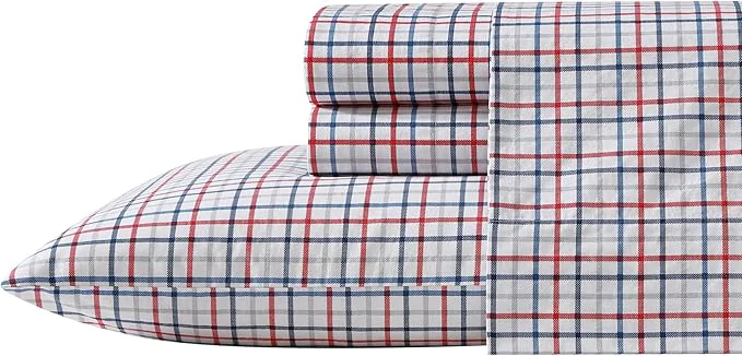 Solid Nautica – Twin Sheet Set Cotton Percale Bedding Set Crisp amp Cool Lightweight amp Breathable Boating Tattersall Red Twin Sophisticated