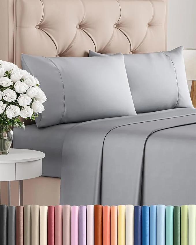 Proven Twin XL 4 Piece Sheet Set – Comfy Breathable amp Cooling – Ultra Soft Hotel Luxury Bedding Set w 8-16 Inch Deep Pockets – 1 Flat amp 1 Fitted Sheet amp 2 Pillowcases – Wrinkle amp Easy Care – Steel Blue Original Design