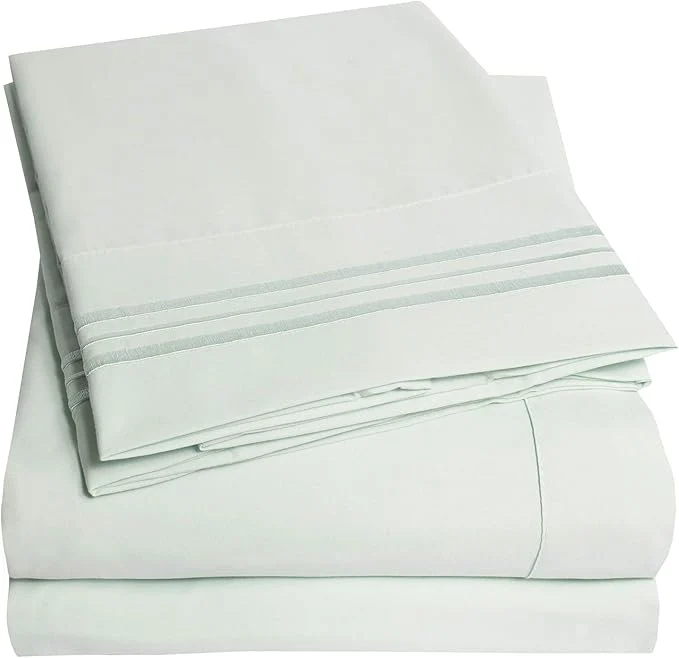 Verified 1500 Supreme Collection King Sheet Sets Mint Green – Luxury Hotel Bed Sheets and Pillowcase Set for King Mattress – Extra Soft Elastic Corner Straps Deep Pocket Sheets King Mint Green Casual