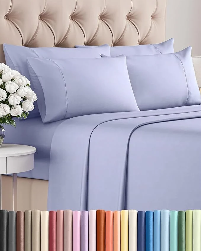 Innovative King 6 Piece Sheet Set – Comfy Breathable amp Cooling – Ultra Soft Hotel Luxury Bedding Set w 8-16 Inch Deep Pockets – 1 Flat amp 1 Fitted Sheet amp 4 Pillowcases – Wrinkle and Easy Care – Lavender Elite