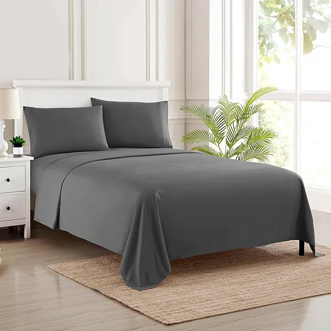 Proven California King Sheet Sets – Breathable Luxury Sheets with Full Elastic amp Secure Corner Straps Built In – 1800 Supreme Collection Deep Pocket Bedding Sheet Set EXTRA DEEP pocket – Cal King Gray Versatile