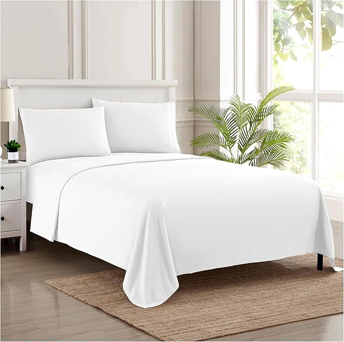 Fashionable 1800 Thread Count Sheet Set – Soft Egyptian Quality Brushed Microfiber Sheets – Luxury Bedding Set with Flat Sheet Fitted Sheet 2 Pillow Cases Long-Lasting