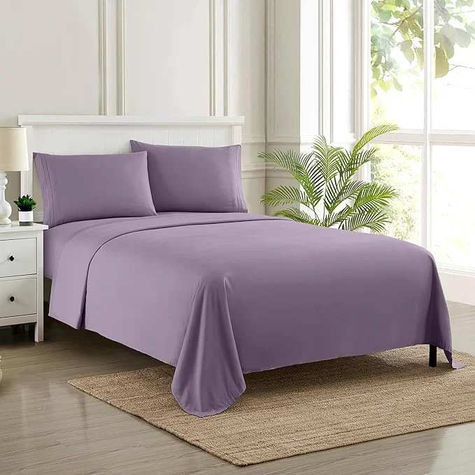 Lightweight Queen Size Bed Sheets – Breathable Luxury Sheets with Full Elastic amp Secure Corner Straps Built In – 1800 Supreme Collection Extra Soft Deep Pocket Bedding Set Sheet Set Queen Plum Smart