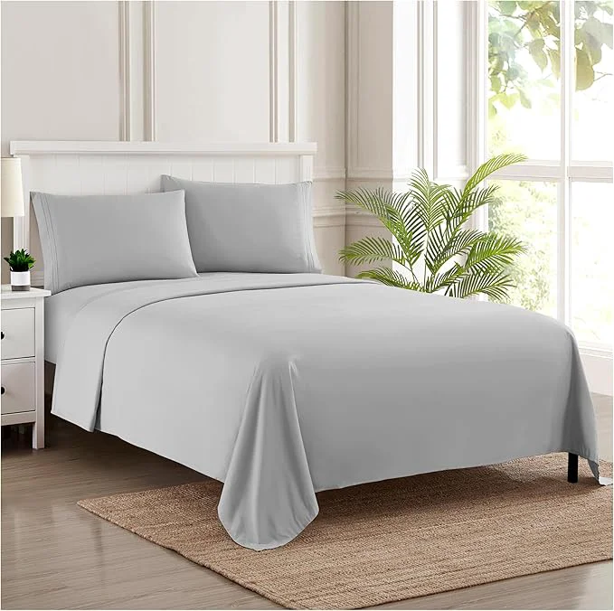 Comfortable California King Sheet Sets – Breathable Luxury Sheets with Full Elastic amp Secure Corner Straps Built In – 1800 Supreme Collection Cal King Deep Pocket Bedding Set Sheet Set California King Silver Top-Quality