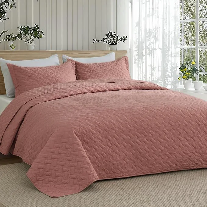 Optimized Bedsure Quilts Queen Size – Lightweight Bedspreads Queen Size with Basket Weave Pattern Soft Quilt Bedding Set Grayish Pink Comforter Set Coverlet for All Seasons with 2 Pillow Shams 90 quot x 96 quot Skin-Friendly Soft All-Season Comfort Breathable L… Green