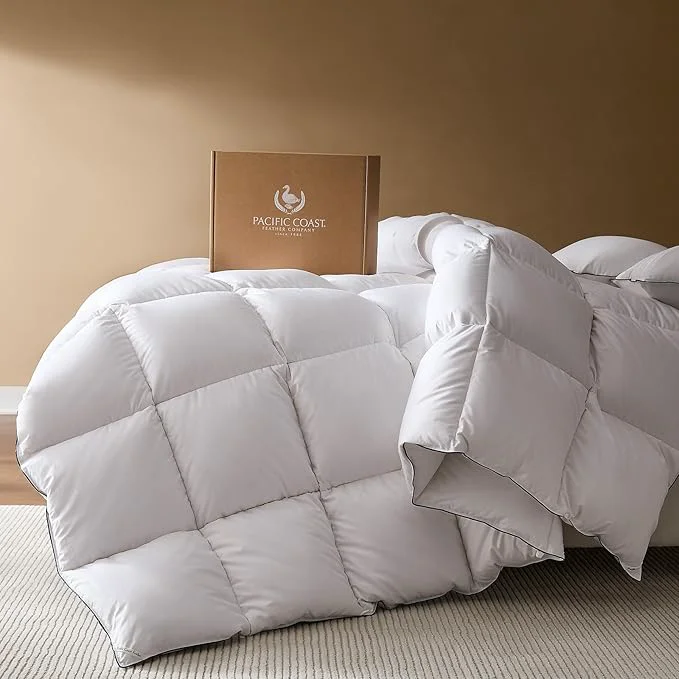 Superior Pacific Coast Goose Feather Down Fiber Comforters Queen Size Extra Fluffy White Duvet Insert Ultra-Soft Breathable All Season Hotel Luxury Bedding Comforters 8 Corner amp Center Loops 90 quot x90 quot Fine Crafted