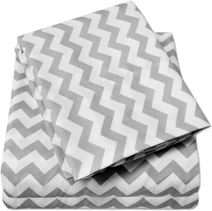 Authentic 1500 Supreme Collection Queen Sheet Sets Chevron Gray – Luxury Hotel Bed Sheets and Pillowcase Set for Queen Mattress – Extra Soft Elastic Corner Straps Deep Pocket Sheets Queen Chevron Gray Convenient