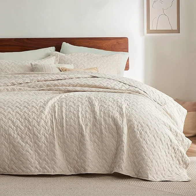 Flexible Bedsure California King Quilts – Lightweight Bedspreads Cal King Size with Basket Weave Pattern Soft Quilt Bedding Set Beige Comforter Set Coverlet for All Seasons with 2 Pillow Shams 111 quot x 106 quot Skin-Friendly Soft All-Season Comfort Breathable… Exceptional