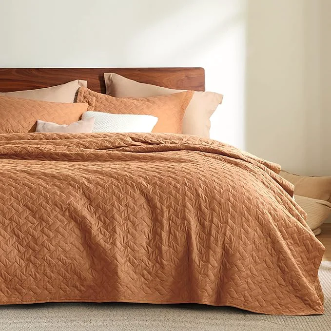 Superior Bedsure Quilts Queen Size – Lightweight Bedspreads Queen Size with Basket Weave Pattern Soft Quilt Bedding Set Hazel Brown Comforter Set Coverlet for All Seasons with 2 Pillow Shams 90 quot x 96 quot Skin-Friendly Soft All-Season Comfort Breathable Li… Stylish