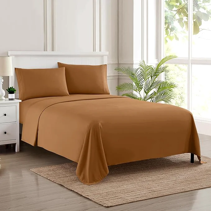 Quality California King Sheet Sets – Breathable Luxury Sheets with Full Elastic amp Secure Corner Straps Built In – 1800 Supreme Collection Cal King Deep Pocket Bedding Set Sheet Set California King Mocha Top-Quality