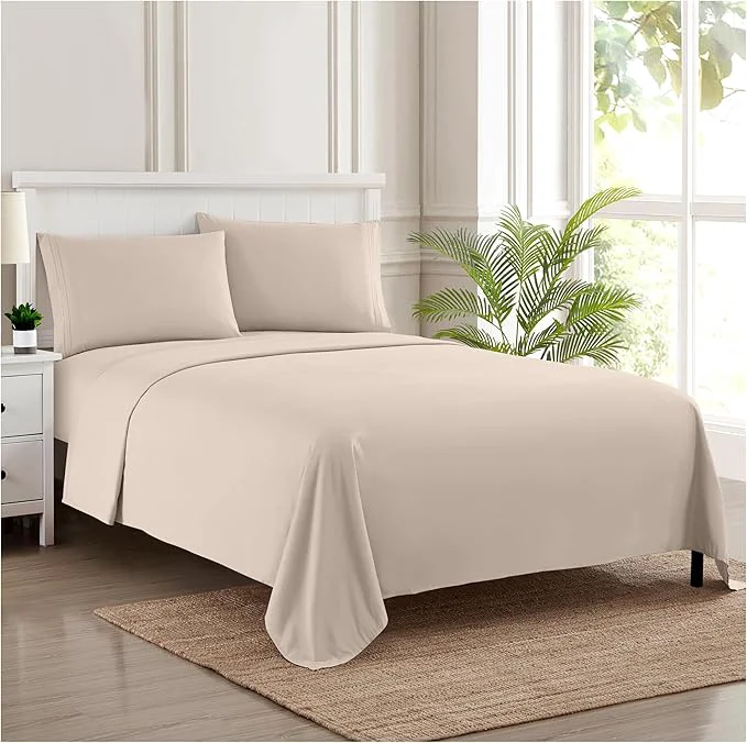 Efficient 1800 Thread Count Sheet Set – Soft Egyptian Quality Brushed Microfiber Sheets – Luxury Bedding Set with Flat Sheet Fitted Sheet 2 Pillow Cases Queen Lightweight