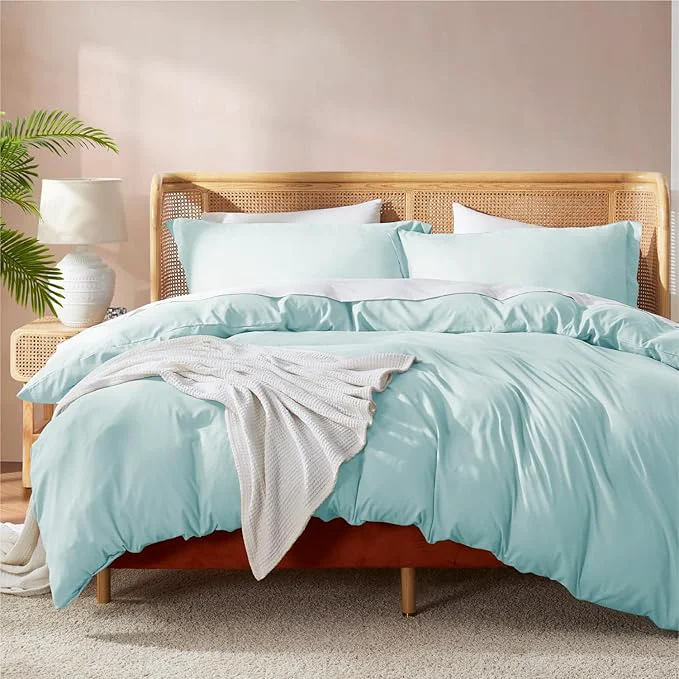 Easy-to-Use Nestl Twin Duvet Cover Set – Soft Double Brushed Light Blue Duvet Cover Twin Twin XL 2 Piece with Button Closure 1 Duvet Cover 68×90 inches and 1 Pillow Sham Unique