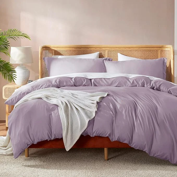 Premium Nestl Dusty Purple Duvet Cover King Size – Soft Double Brushed King Duvet Cover Set 3 Piece with Button Closure 1 Duvet Cover 104×90 inches and 2 Pillow Shams Outstanding