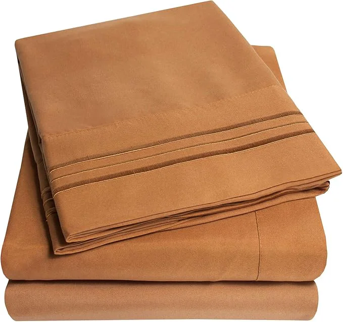 Premium 1500 Supreme Collection Queen Sheet Sets Mocha Brown – Luxury Hotel Bed Sheets and Pillowcase Set for Queen Mattress – Extra Soft Elastic Corner Straps Deep Pocket Sheets Queen Mocha Brown Elegant
