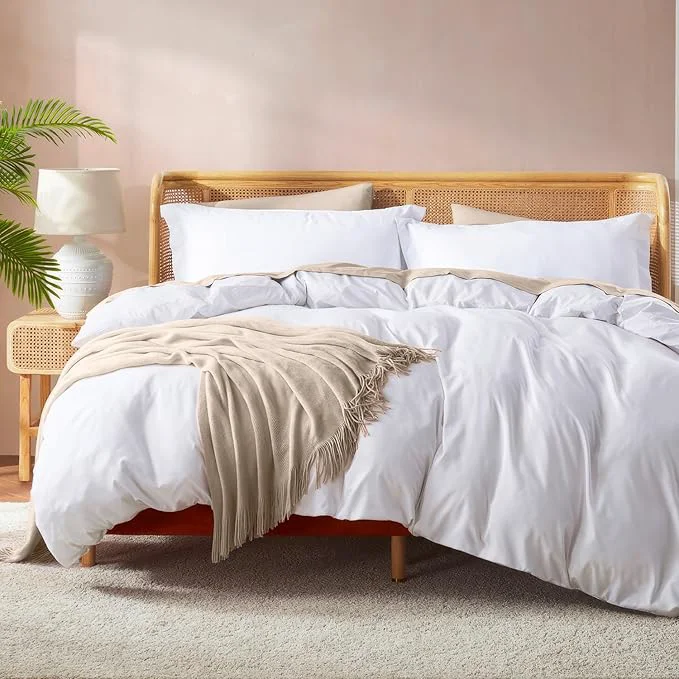Official Nestl White Duvet Cover King Size – Soft Double Brushed King Duvet Cover Set 3 Piece with Button Closure 1 Duvet Cover 104×90 inches and 2 Pillow Shams Comfortable