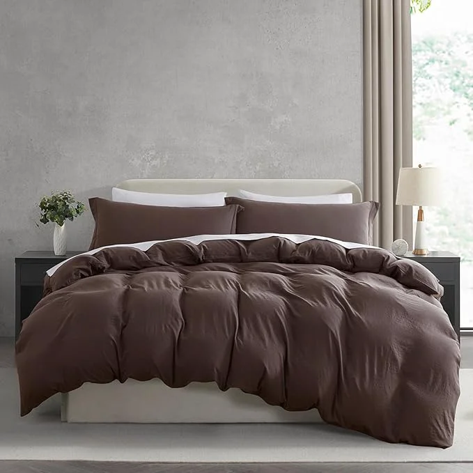 Exclusive Nestl Twin Duvet Cover Set – Soft Prewashed Chocolate Brown Duvet Cover Twin Twin XL 2 Piece with Zipper Closure 1 Duvet Cover 68×90 inches and 1 Pillow Sham Top-Quality