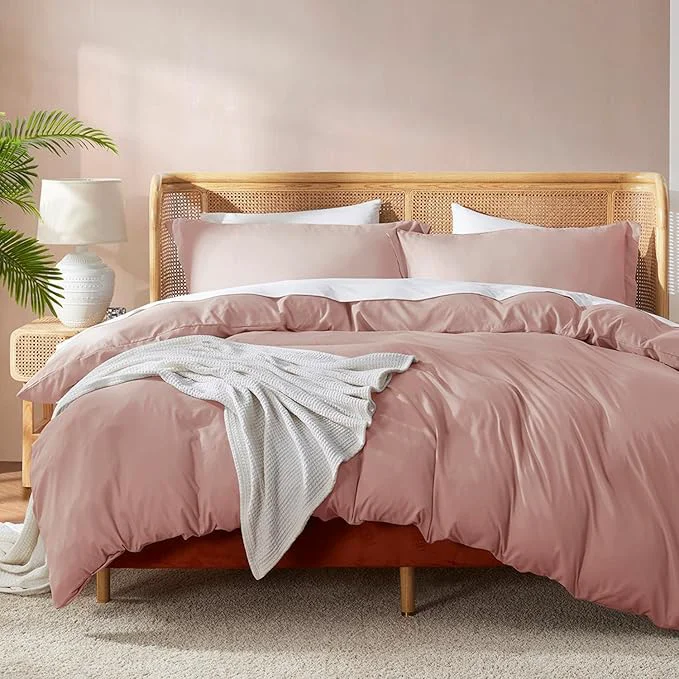 High-Quality Nestl Blush Pink California King Duvet Cover Sets – Soft Double Brushed Cal King Duvet Cover 3 Piece with Button Closure 1 Duvet Cover 104×98 inches and 2 Pillow Shams Smart