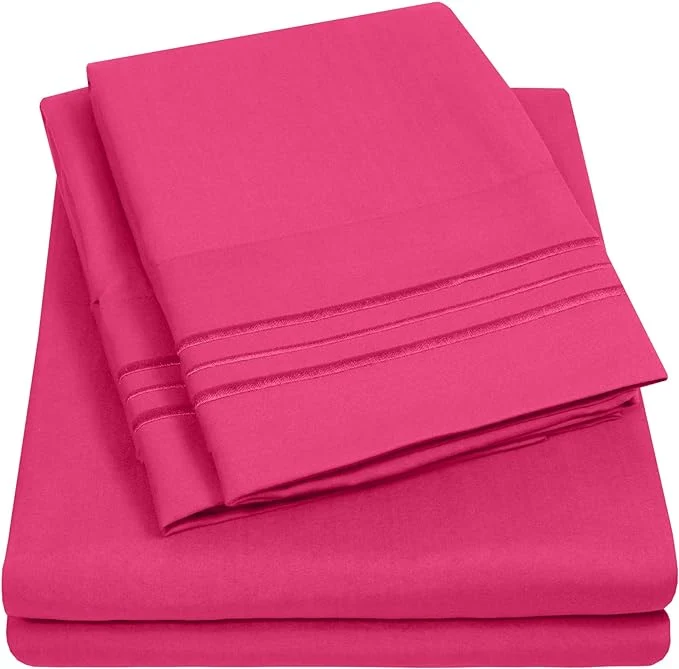 Crafted 1500 Supreme Collection California King Sheet Sets Fuschia – Luxury Hotel Bed Sheets and Pillowcase Set for California King Mattress – Extra Soft Elastic Corner Straps Deep Pocket Sheets Fuschia Trendy