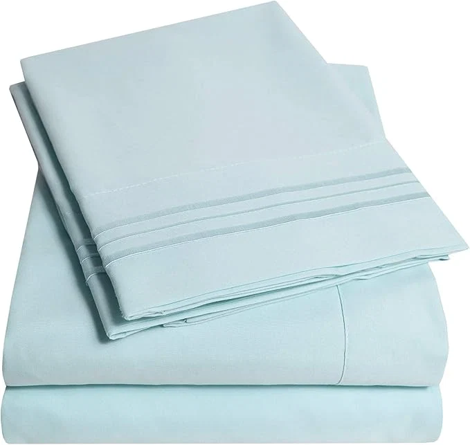 Healthy 1500 Supreme Collection Extra Soft RV Short Queen Sheets Set Light Blue – Luxury Bed Sheets Set with Deep Pocket Wrinkle Hypoallergenic Bedding Over 40 Colors RV Short Queen Size Light Blue Lightweight