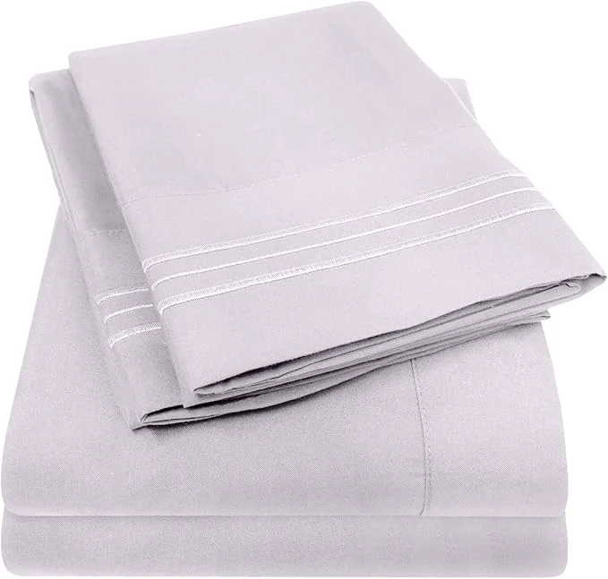 1500 Supreme Collection Queen Sheet Sets Lilac – Luxury Hotel Bed Sheets and Pillowcase Set for Queen Mattress – Extra Soft Elastic Corner Straps Deep Pocket Sheets Queen Lilac Authentic