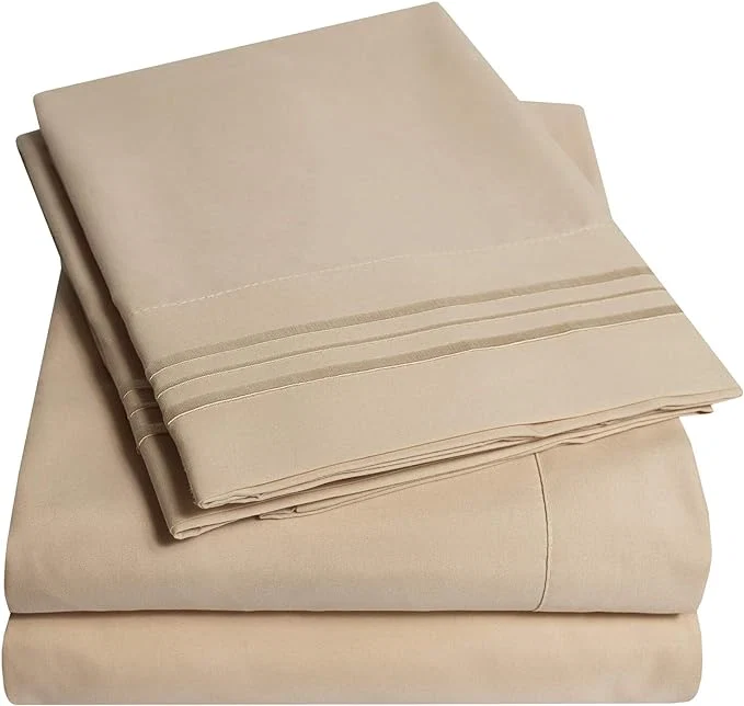 Practical 1500 Supreme Collection California King Sheet Sets Taupe – Luxury Hotel Bed Sheets and Pillowcase Set for California King Mattress – Extra Soft Elastic Corner Straps Deep Pocket Sheets Taupe Secure