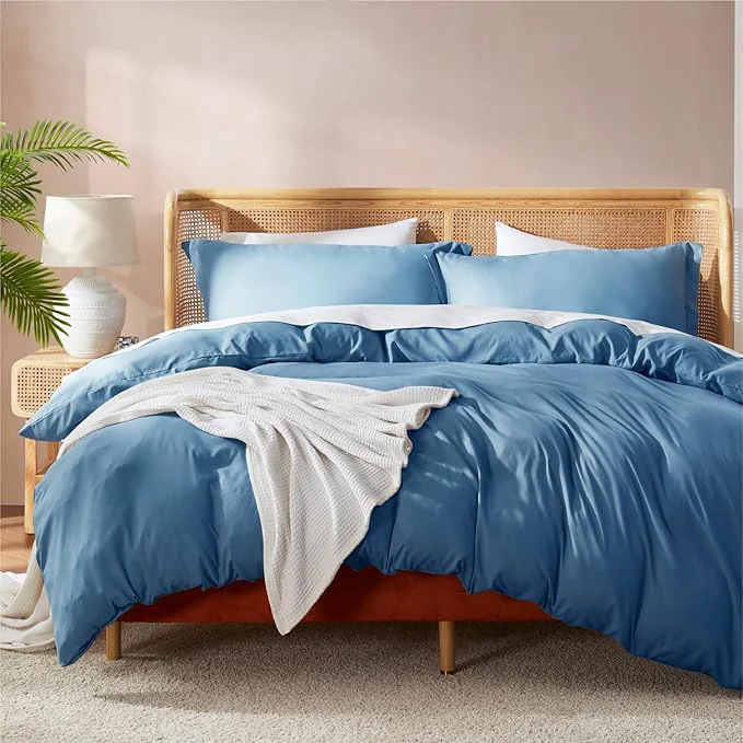 Classic Nestl Blue Heaven Duvet Cover Queen Size – Soft Double Brushed Queen Duvet Cover Set 3 Piece with Button Closure 1 Duvet Cover 90×90 inches and 2 Pillow Shams Exclusive