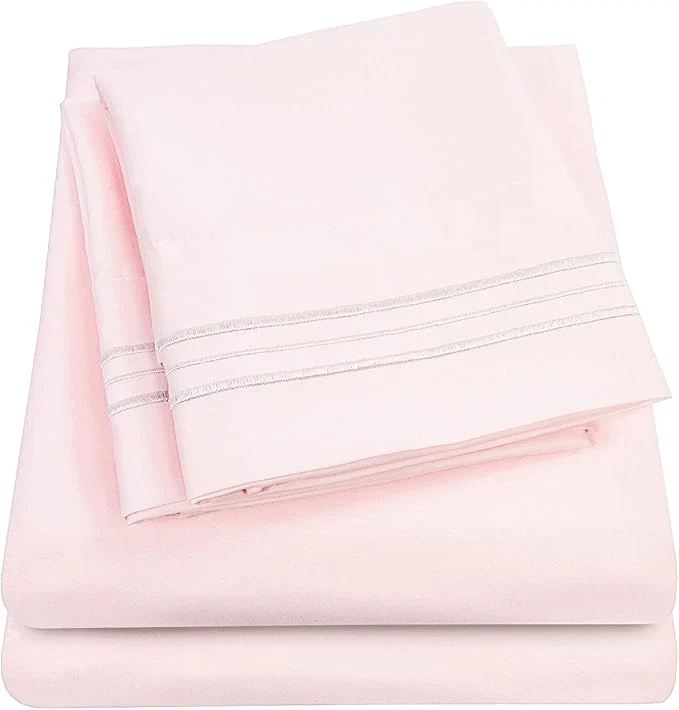Traditional 1500 Supreme Collection Extra Deep Pocket Sheets Set – Luxury Soft Bed Sheets Wrinkle Bedding Over 40 Colors 21 inch Extra Deep Pocket Twin Pale Pink Optimized
